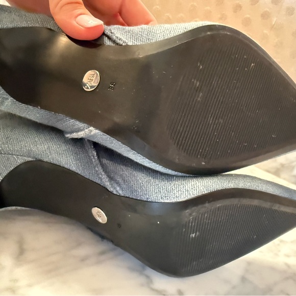 ZARA Blue Denim Slouchy Ankle Boots Stiletto Heel Pointed Toe Size 38 / 8 - Picture 8 of 9